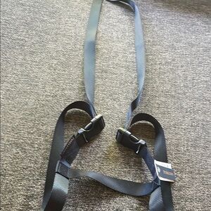 Pendleton blue blanket roll/ beach towel strap